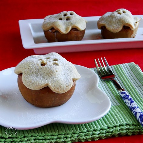 apple pie baked in apple