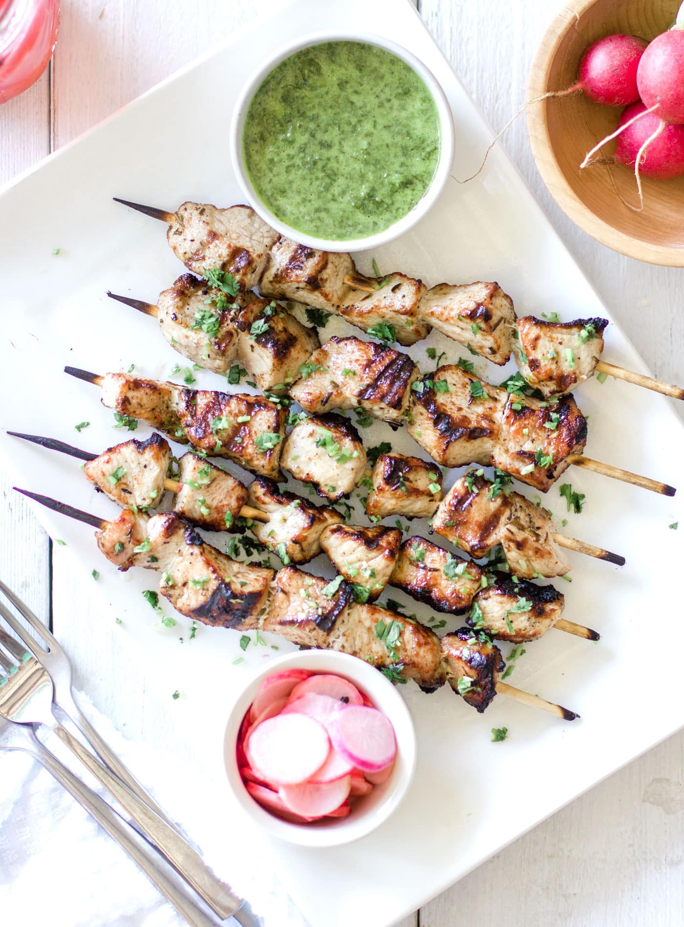 Pork Skewers With Chimichurri Sauce Recipe Best Appetizer Recipe   Pork Skewers With Chimichuri 