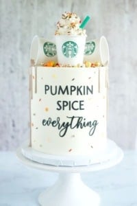 starbucks cups on cake