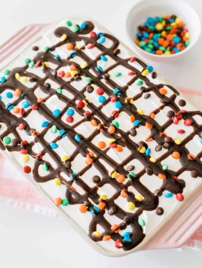 Ice Cream Sandwich Cake with Chocolate Drizzle