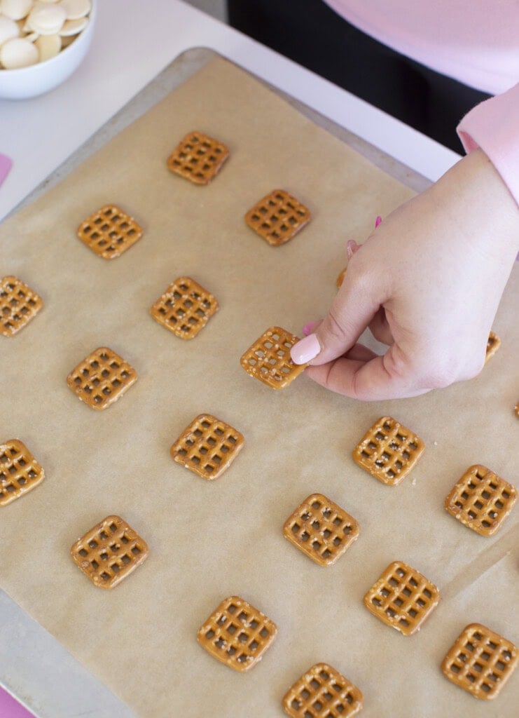 Butter Pretzels arranged on parchment paper. 