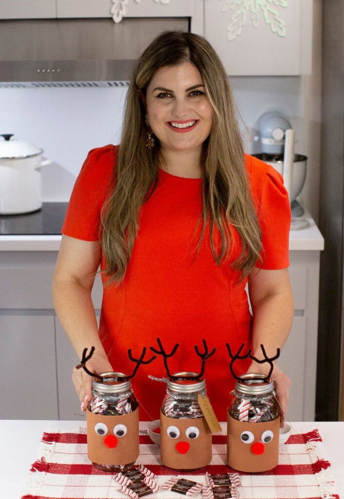 Reindeer candy jars.