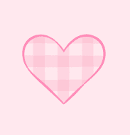 A pink heart outlined in a darker pink with a light pink and white checkered pattern inside, set against a pale pink background.